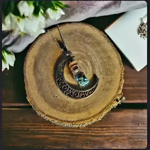 ​​Pendentif bouteille de souhaits Turquoise