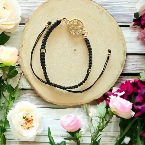 ​Bracelet Fantaisie-Arbre de Vie noir