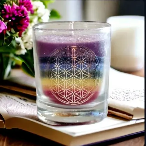 Small Candle 7 ChakrasFlower of Life