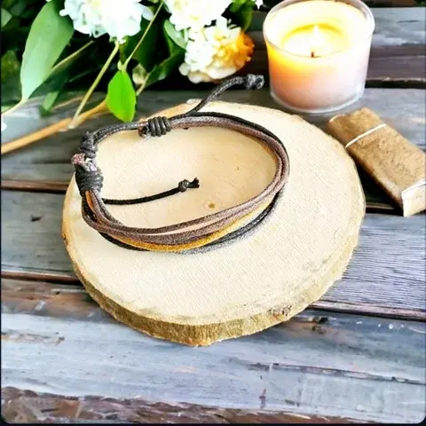 Men's fancy bracelet - leather cord