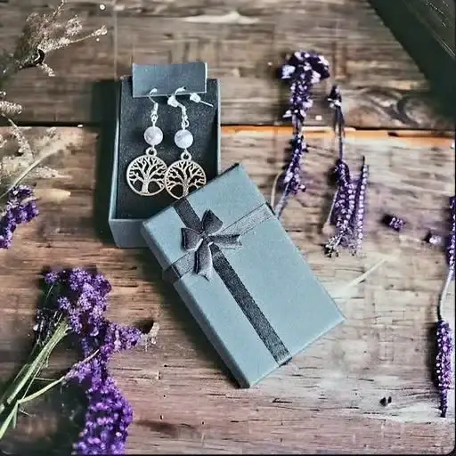 Tree of Life and Amethyst stone earrings